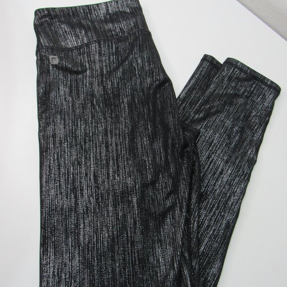 Fabletics Black & Gray Metallic Yoga Gym Wear Leggings Womens Med. - Picture 1 of 8